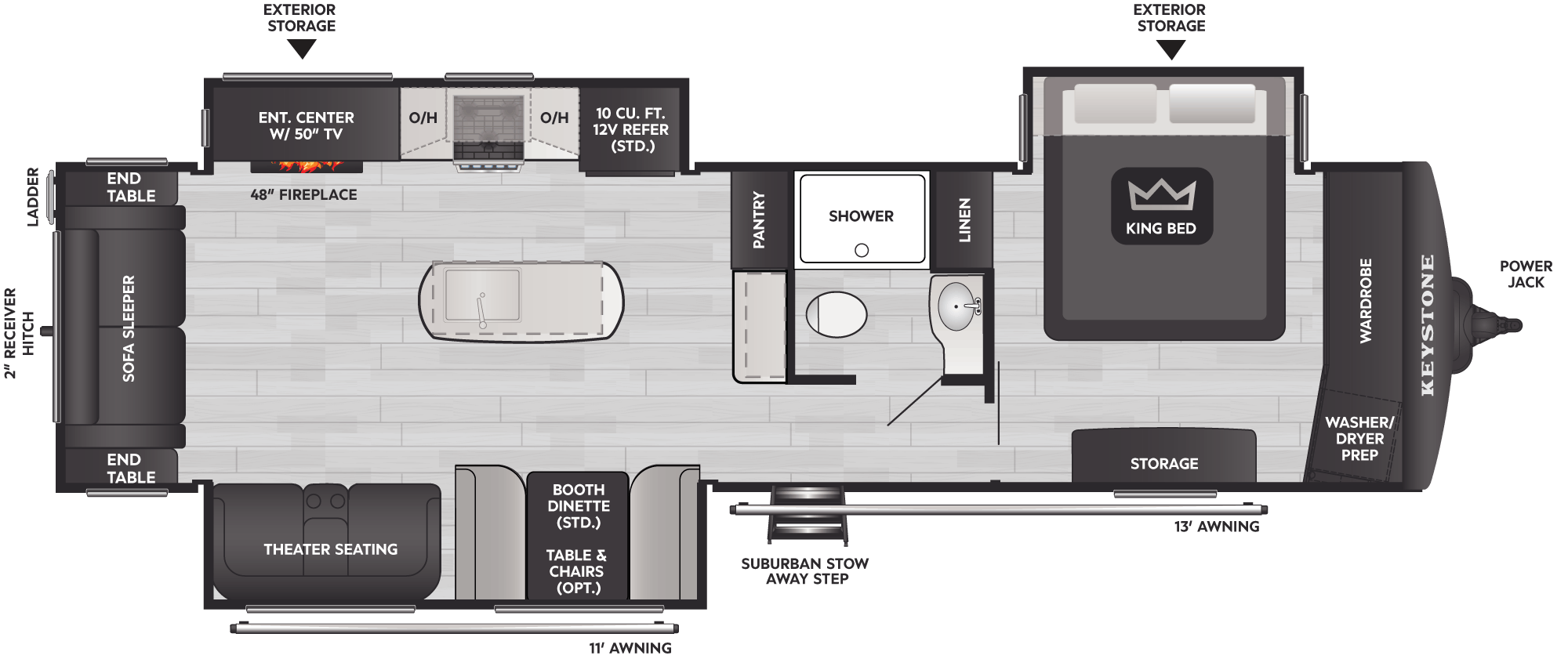 Floorplan of RV model 328RL