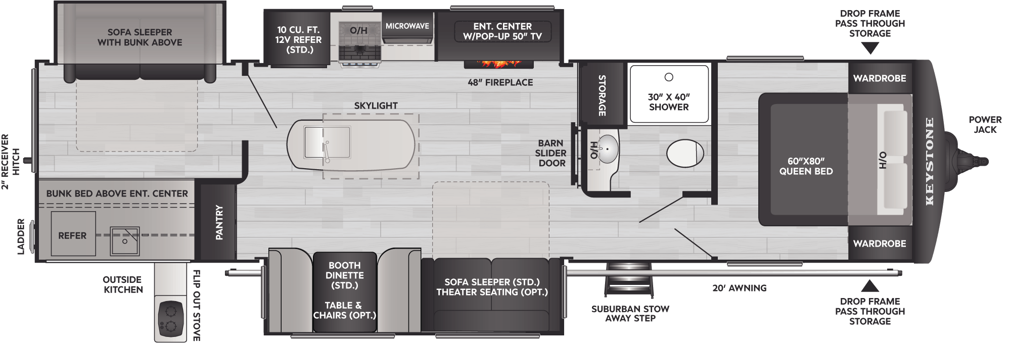 Floorplan of RV model 340BH