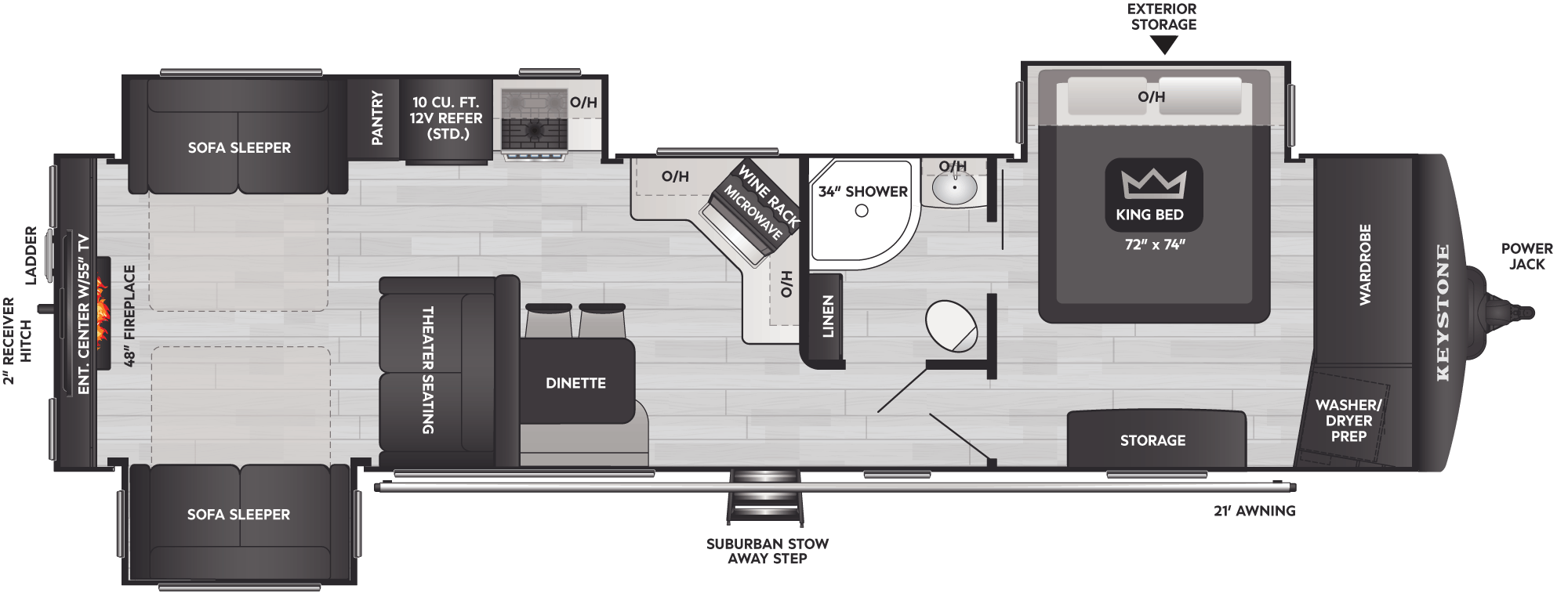 Floorplan of RV model 341RD