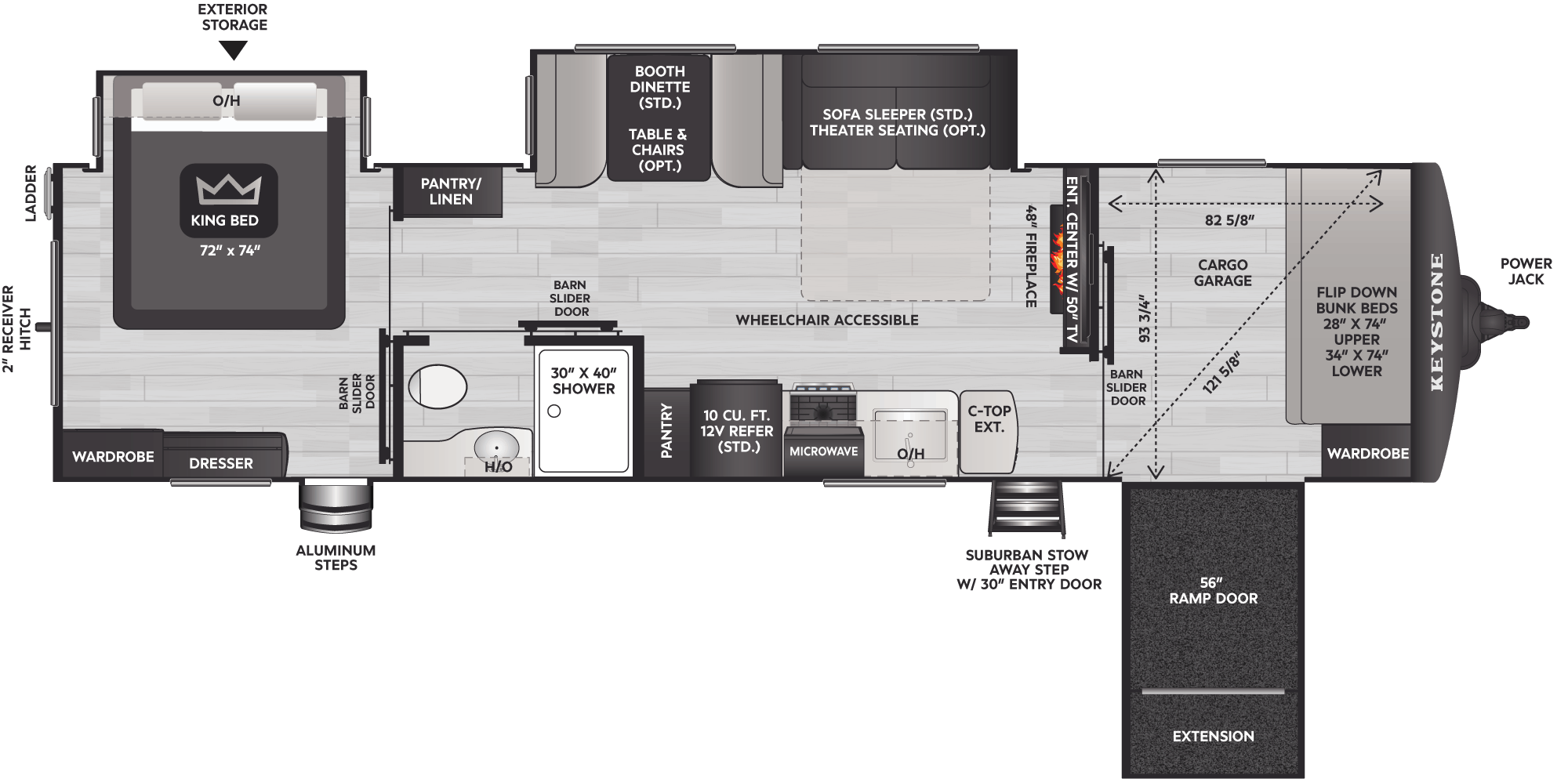 Floorplan of RV model 342CG