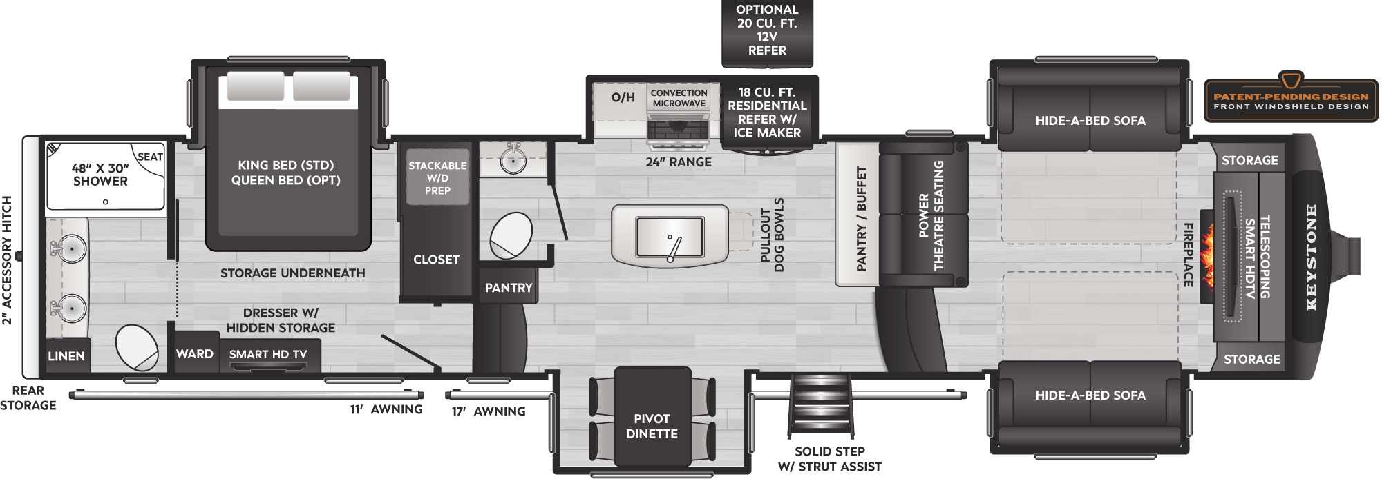 Floorplan of RV model 3761FL