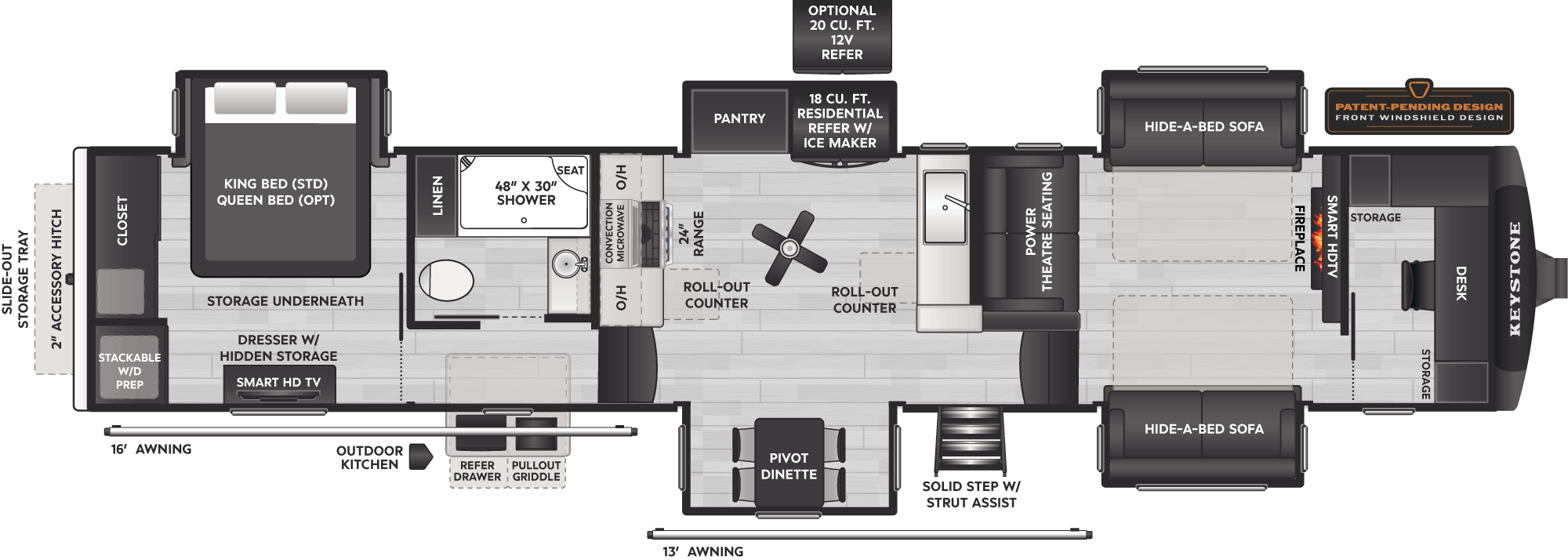 Floorplan of RV model 3941FO