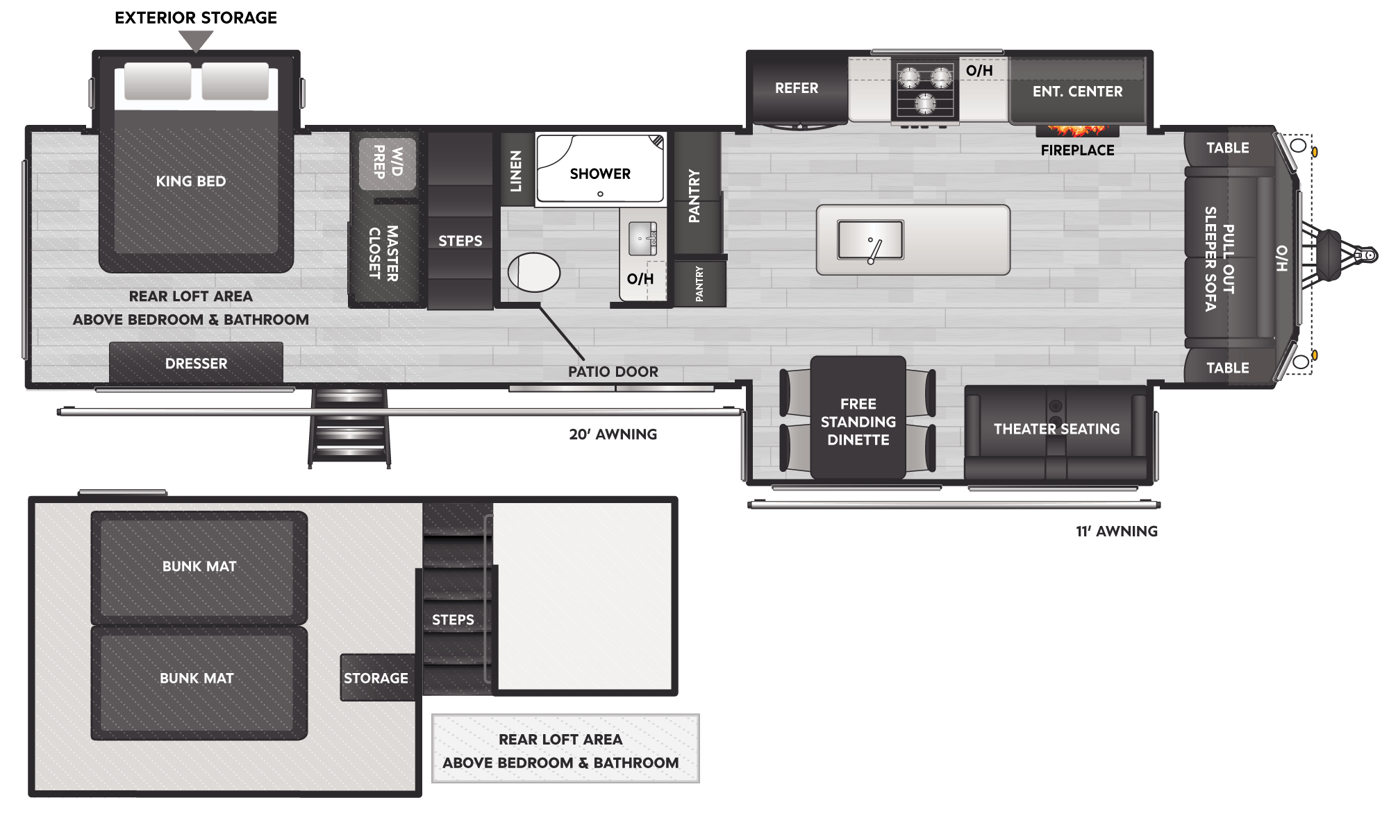 Floorplan of RV model 401FSRL
