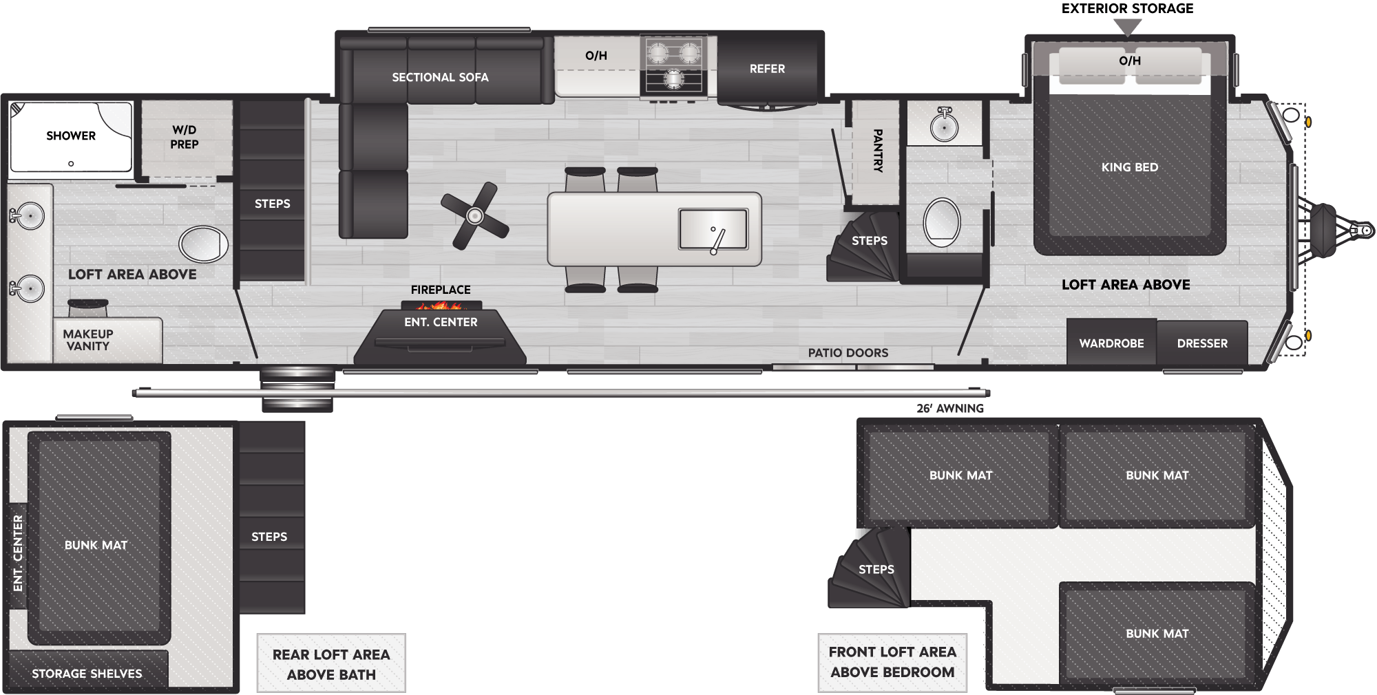 Floorplan of RV model 401HBDL