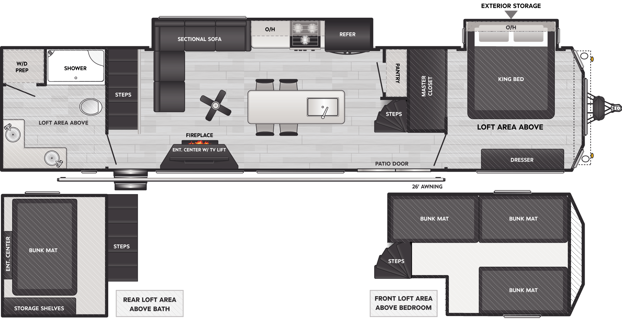 Floorplan of RV model 391CLDL
