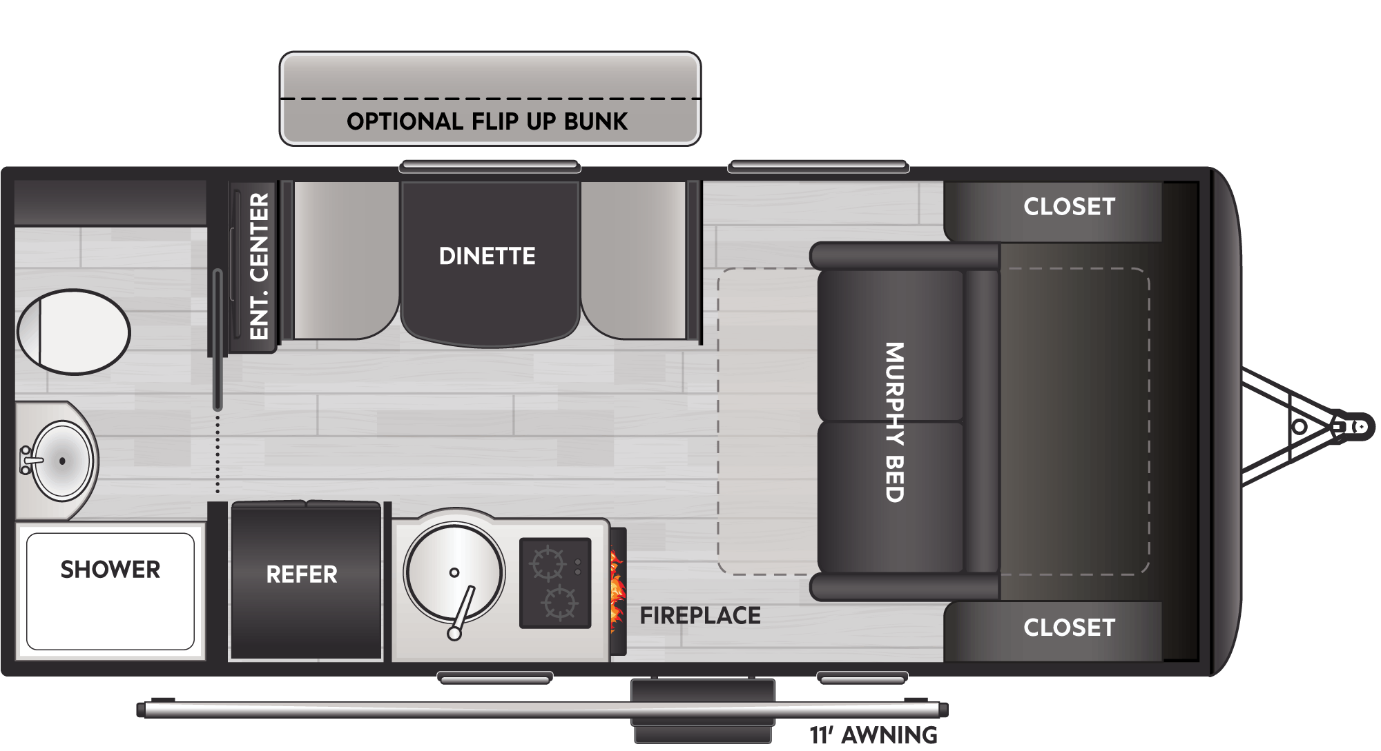 Floorplan of RV model 15RB