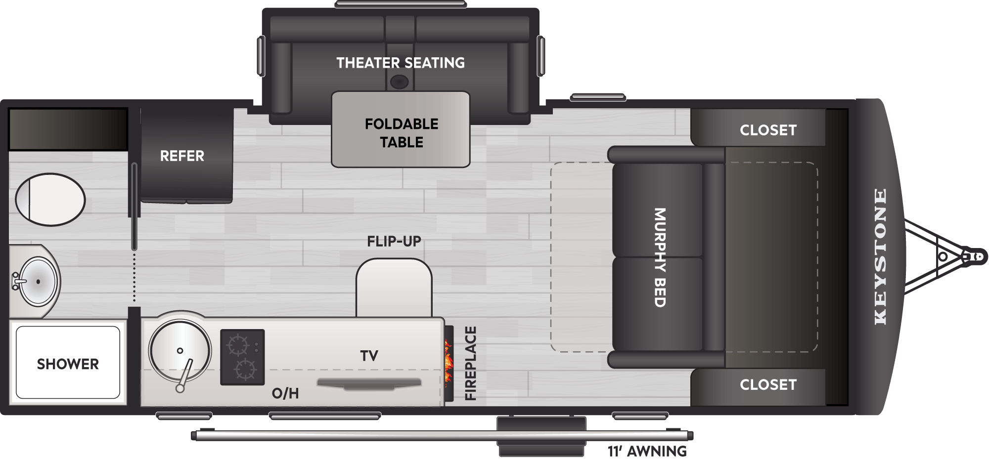 Floorplan of RV model 18RB