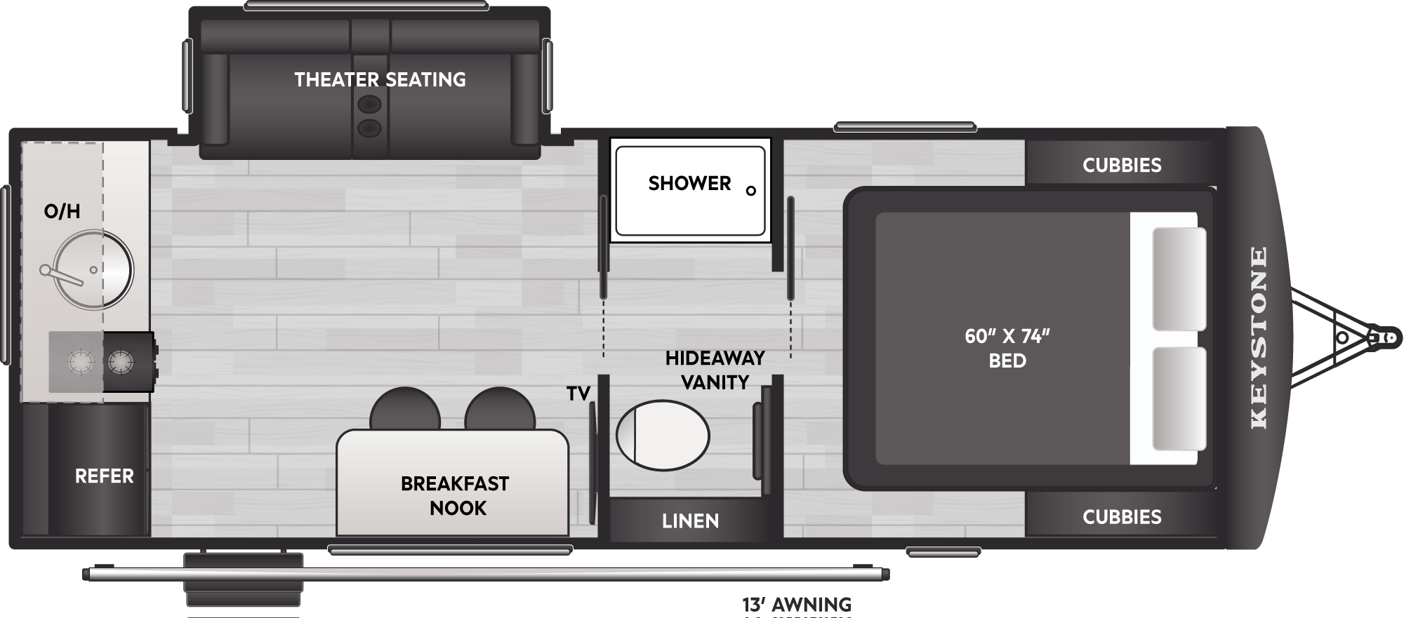 Floorplan of RV model 19RK