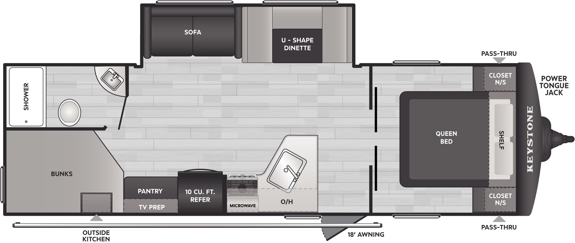 Floorplan of RV model 269DB