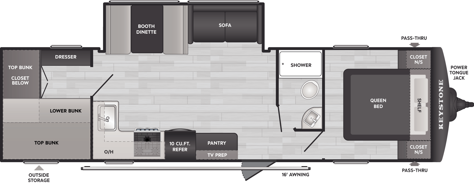 Floorplan of RV model 291BRWE