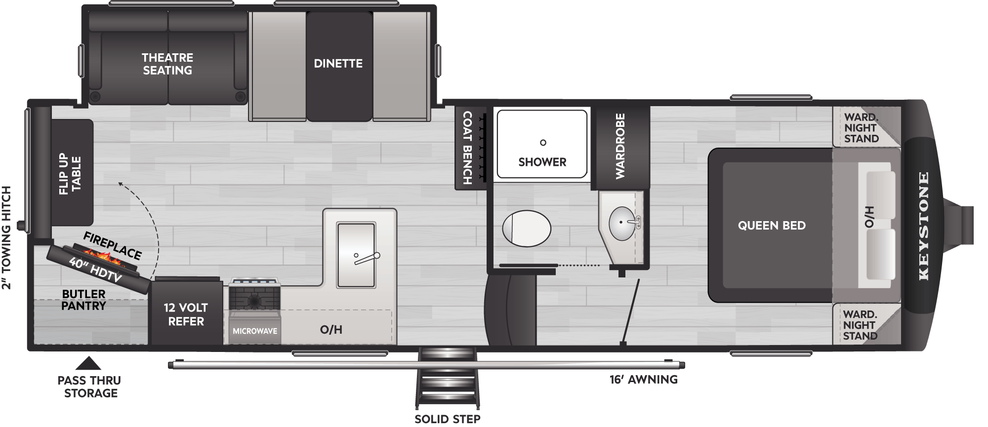 Floorplan of RV model 2400RE