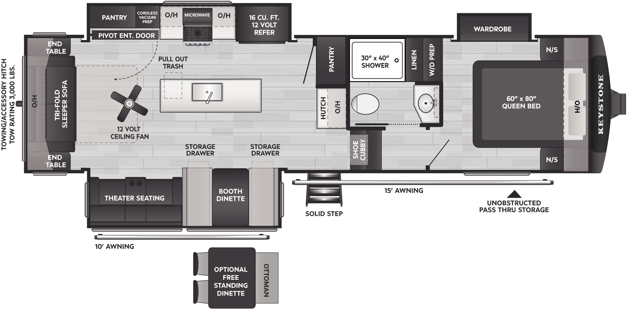 Floorplan of RV model 290RLS
