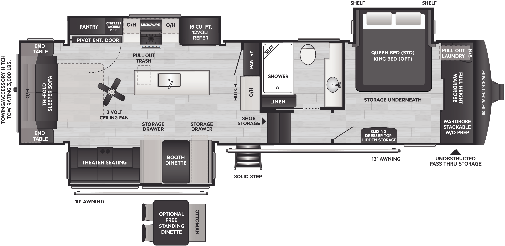Floorplan of RV model 316RLS