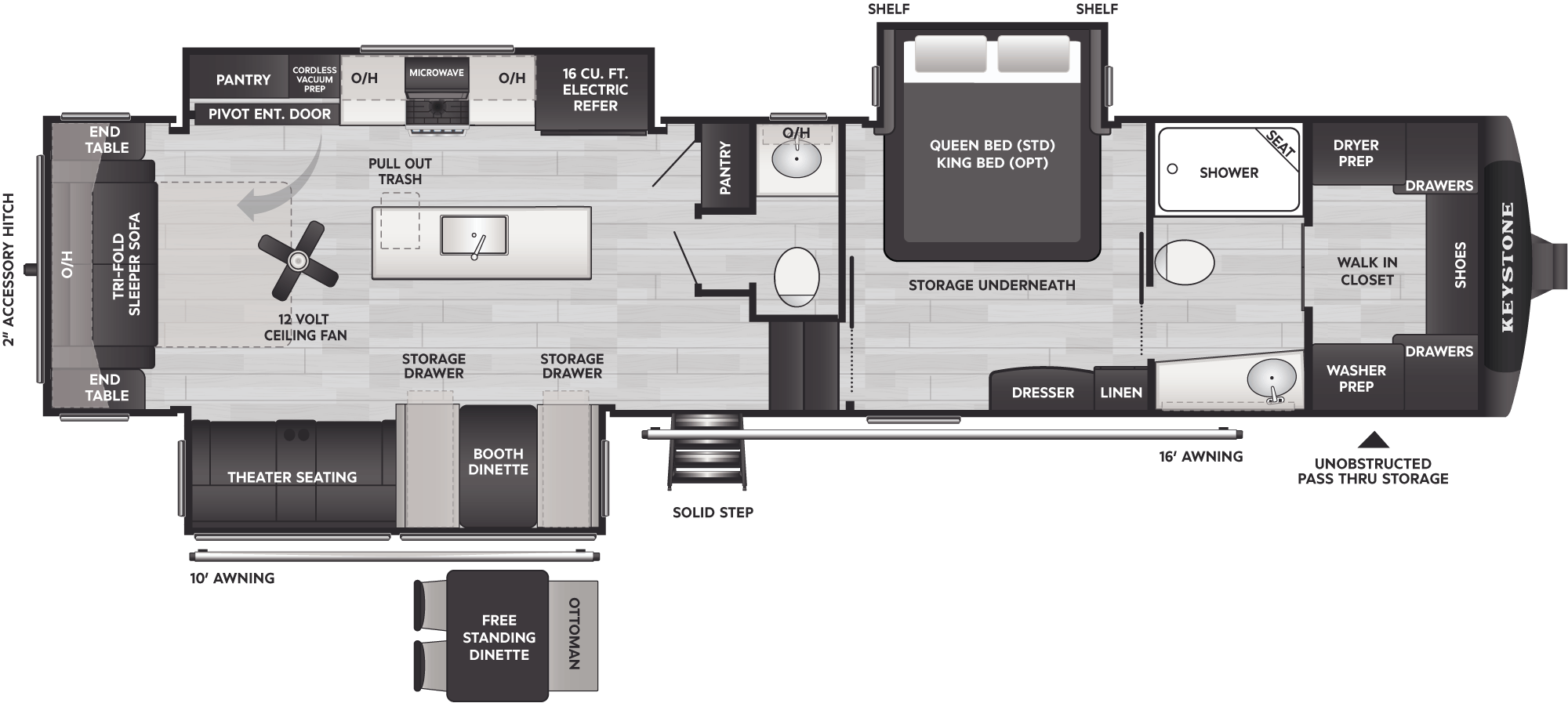 Floorplan of RV model 355FBS