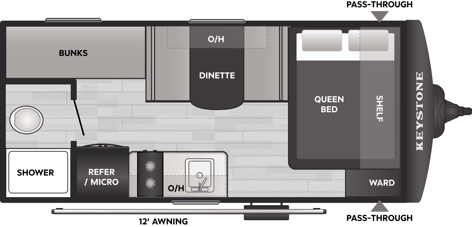 Floorplan of RV model 16BHC
