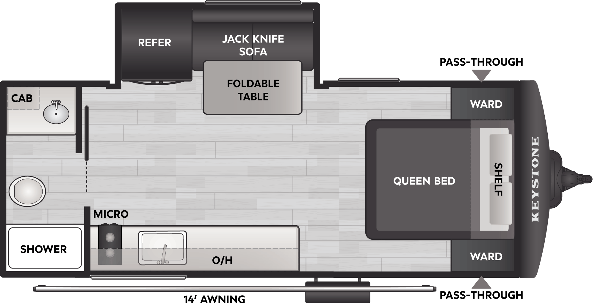 Floorplan of RV model 18RBCWE