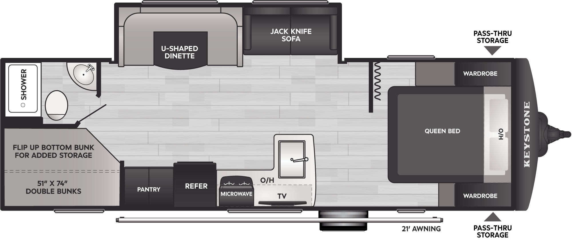 Floorplan of RV model 2640BHWE
