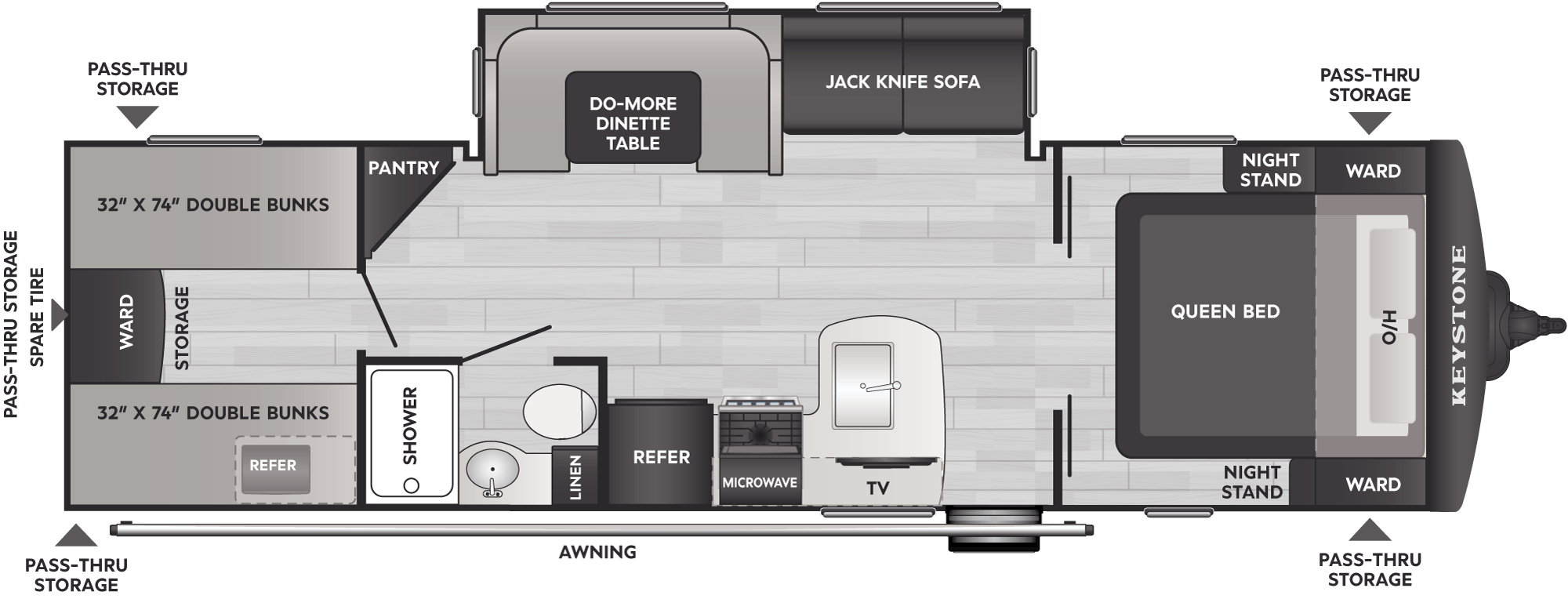 Floorplan of RV model 2840QBWE