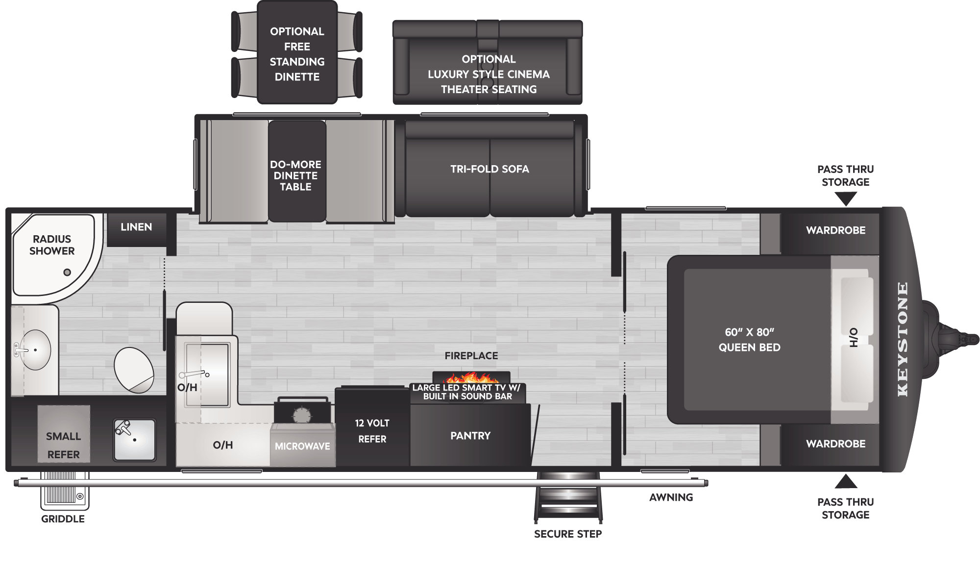 Floorplan of RV model 260RBS
