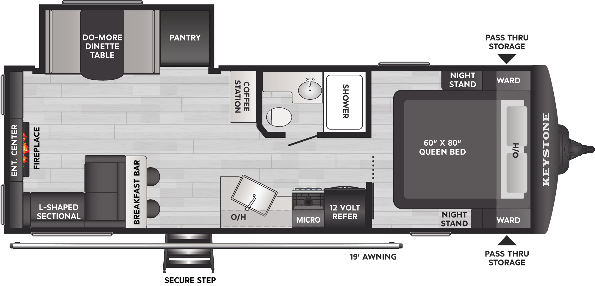 Floorplan of RV model 266RLS