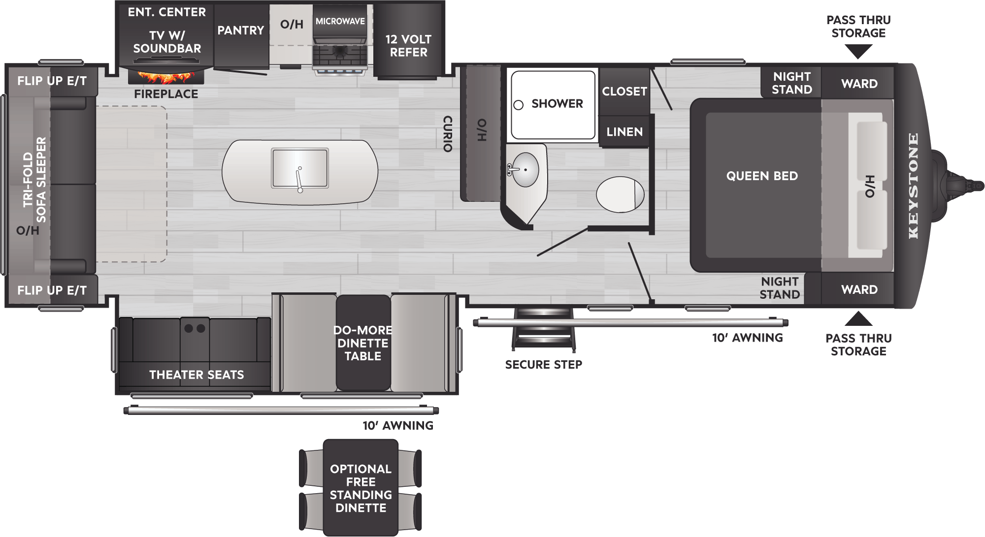 Floorplan of RV model 287RLSWE