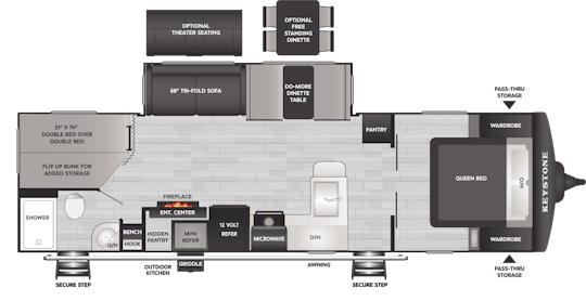 Floorplan of RV model 290BHS