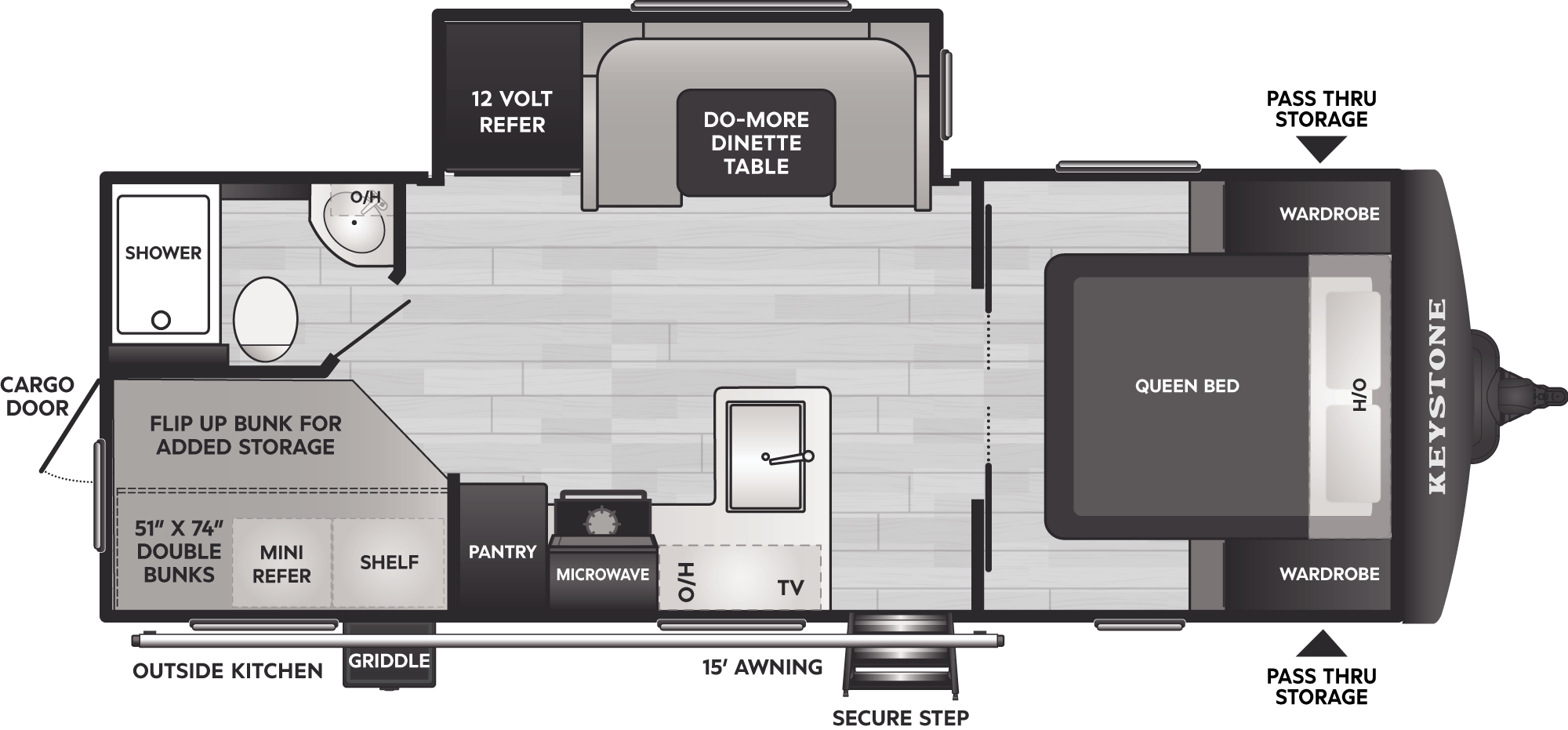 Floorplan of RV model 2290BH
