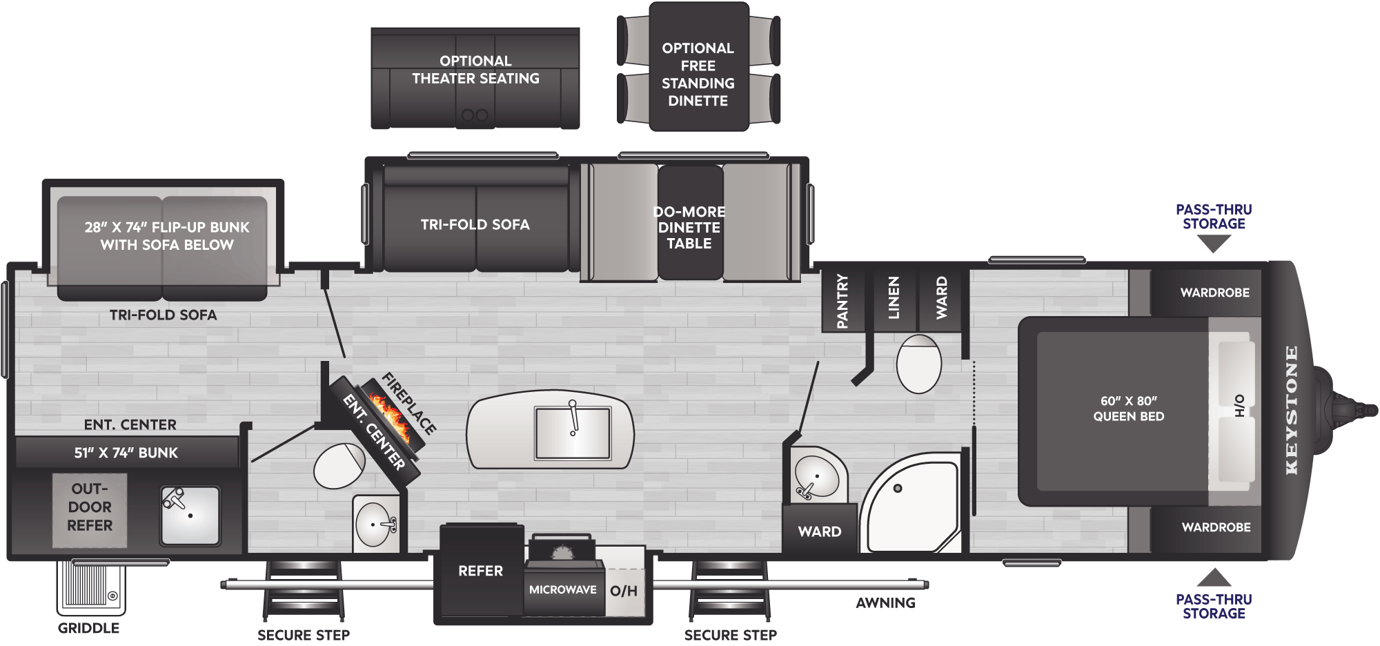 Floorplan of RV model 330BKQ
