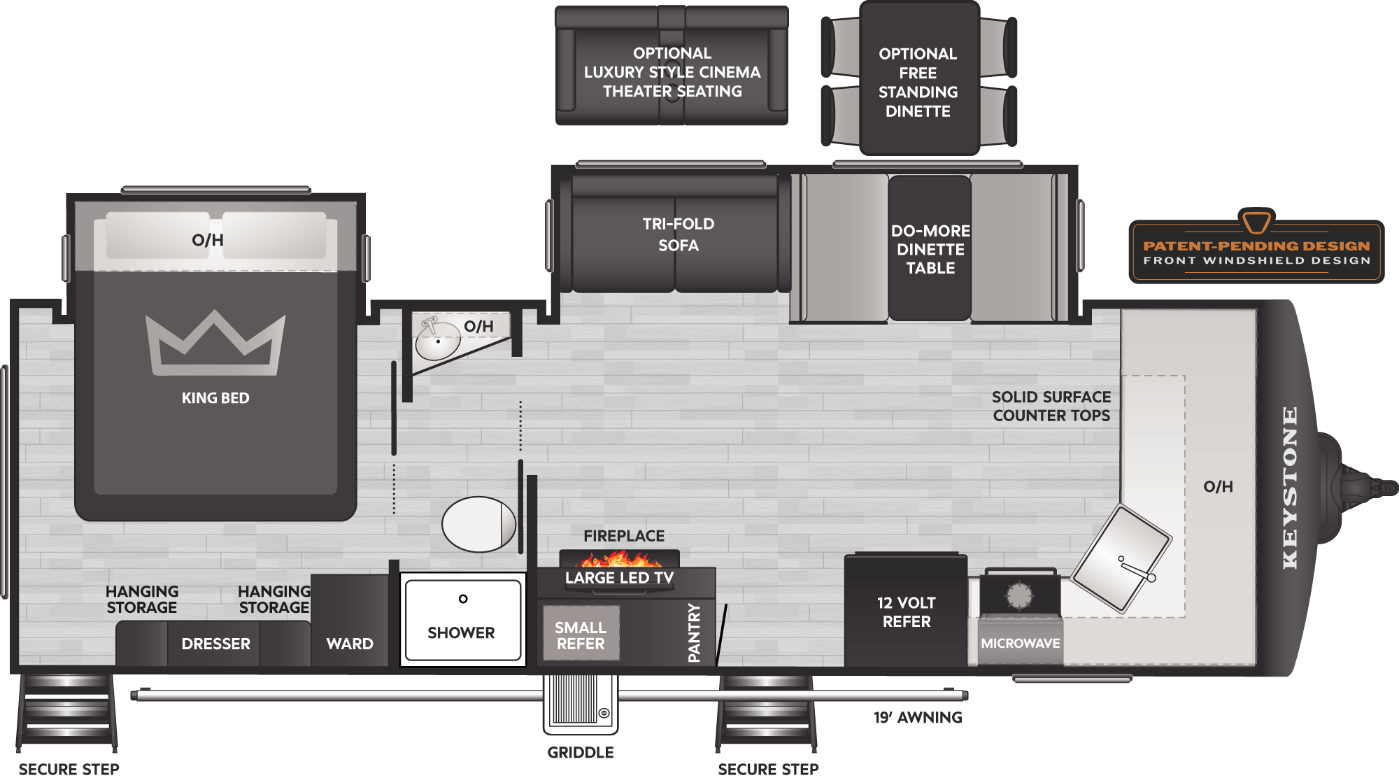 Floorplan of RV model 265FKS