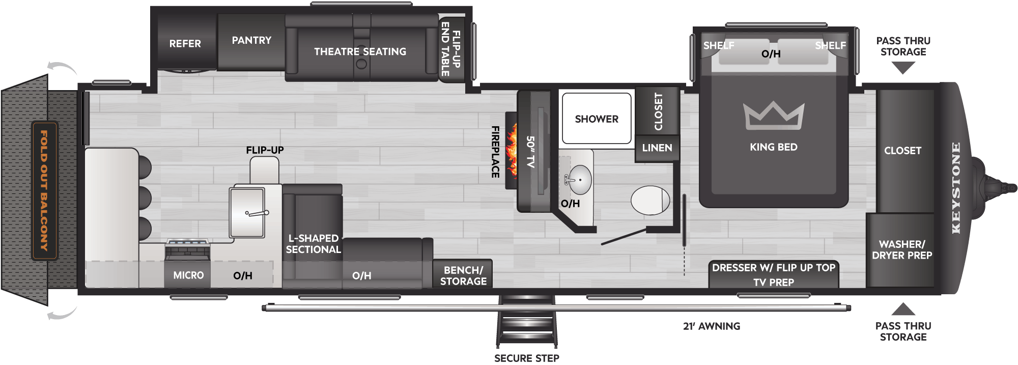 Floorplan of RV model 336BBK
