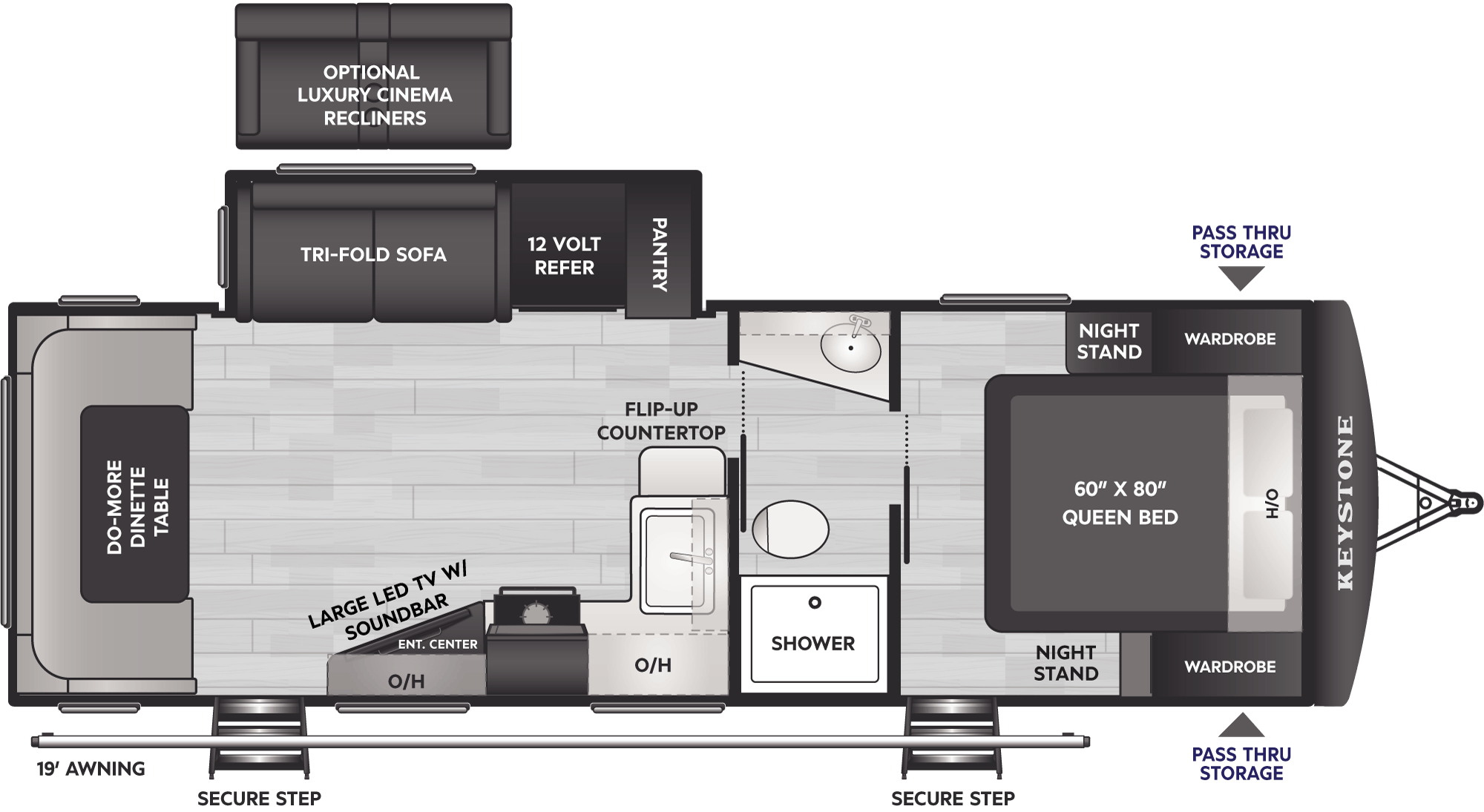 Floorplan of RV model 253RDWE