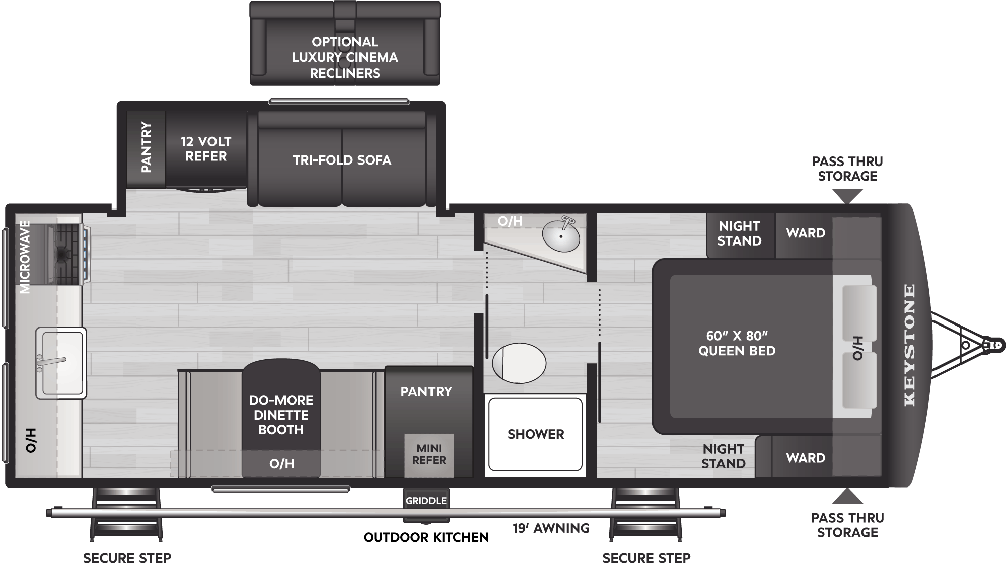 Floorplan of RV model 2450RKWE