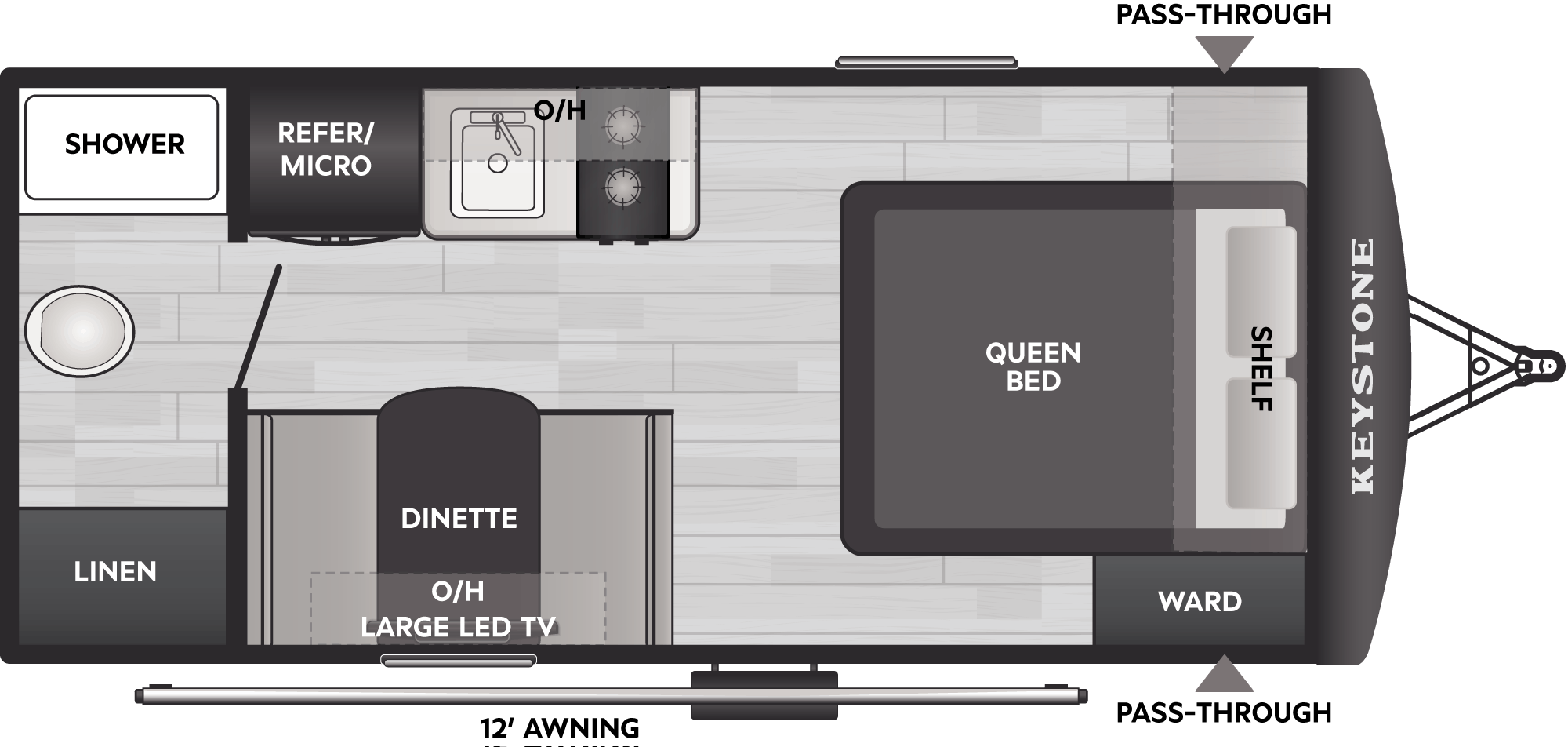 Floorplan of RV model 160RBC