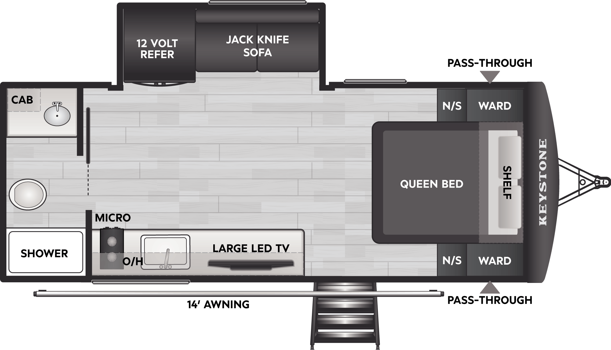 Floorplan of RV model 180RBCWE