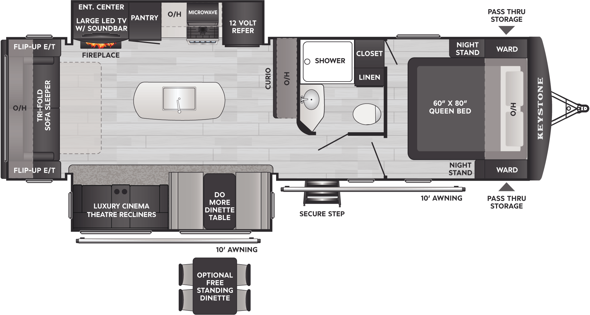 Floorplan of RV model 2870RL