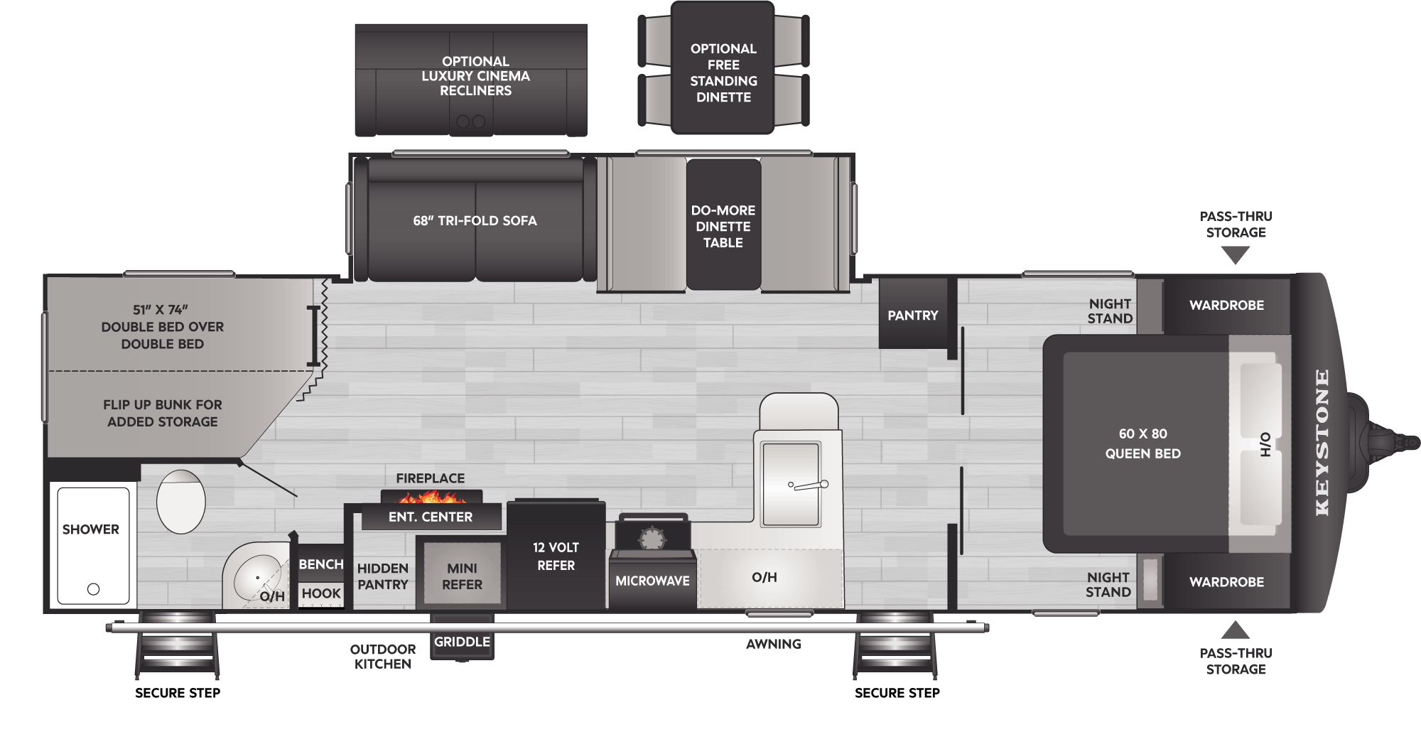 Floorplan of RV model 2900BH