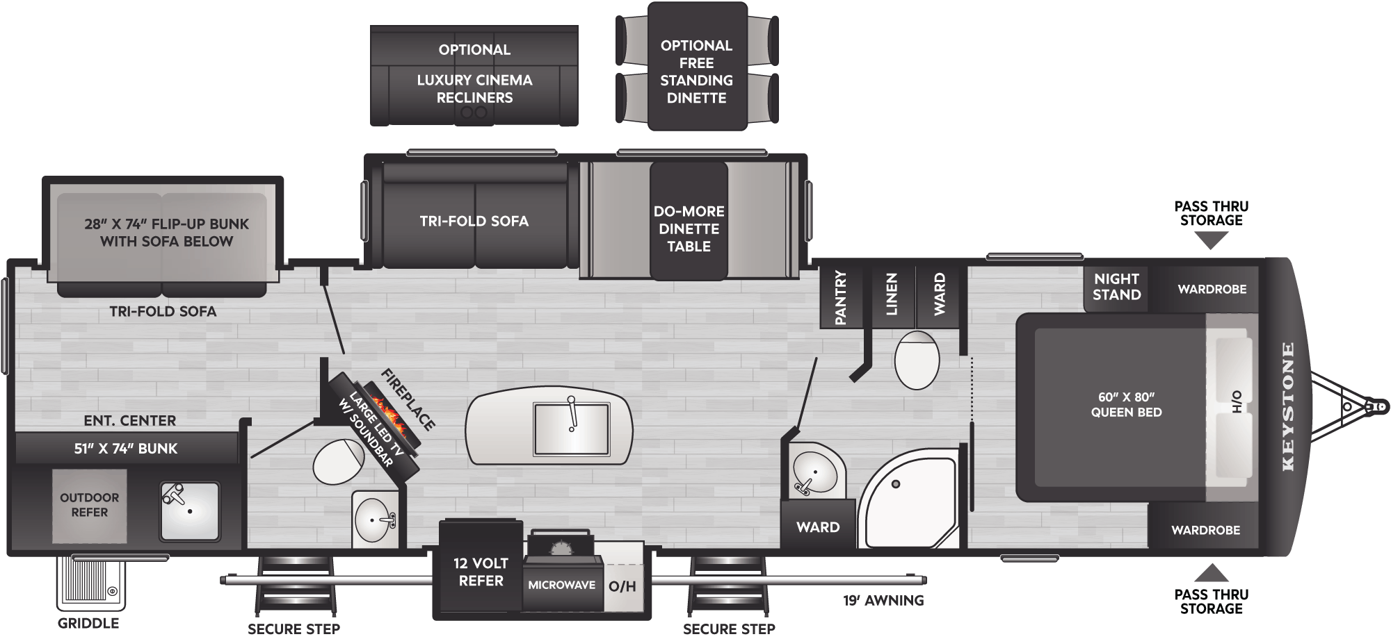 Floorplan of RV model 3300BK