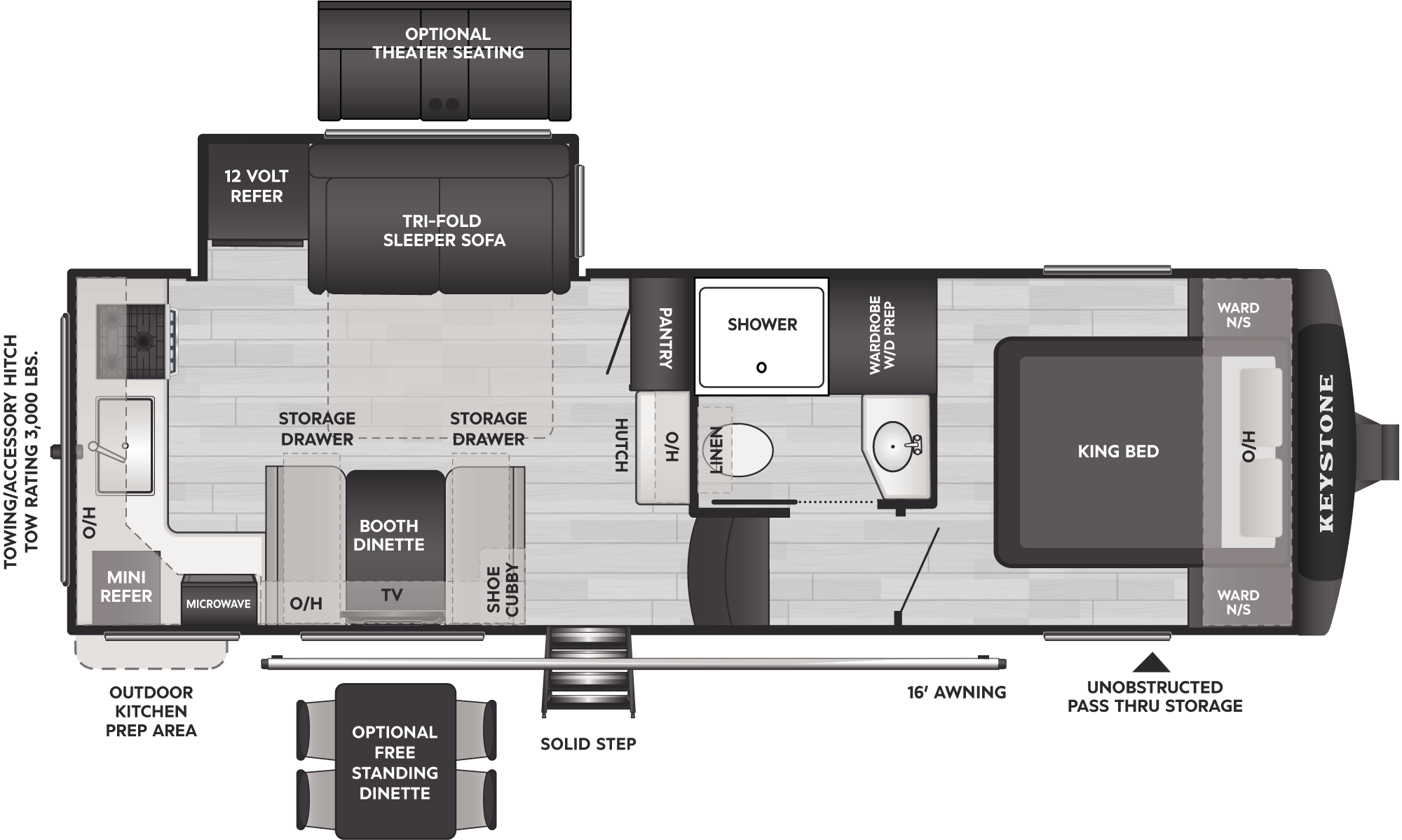 Floorplan of RV model 23MLE