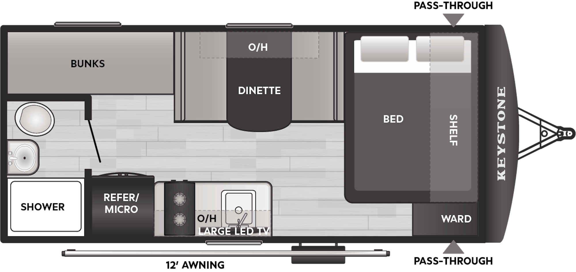 Floorplan of RV model 160BHC