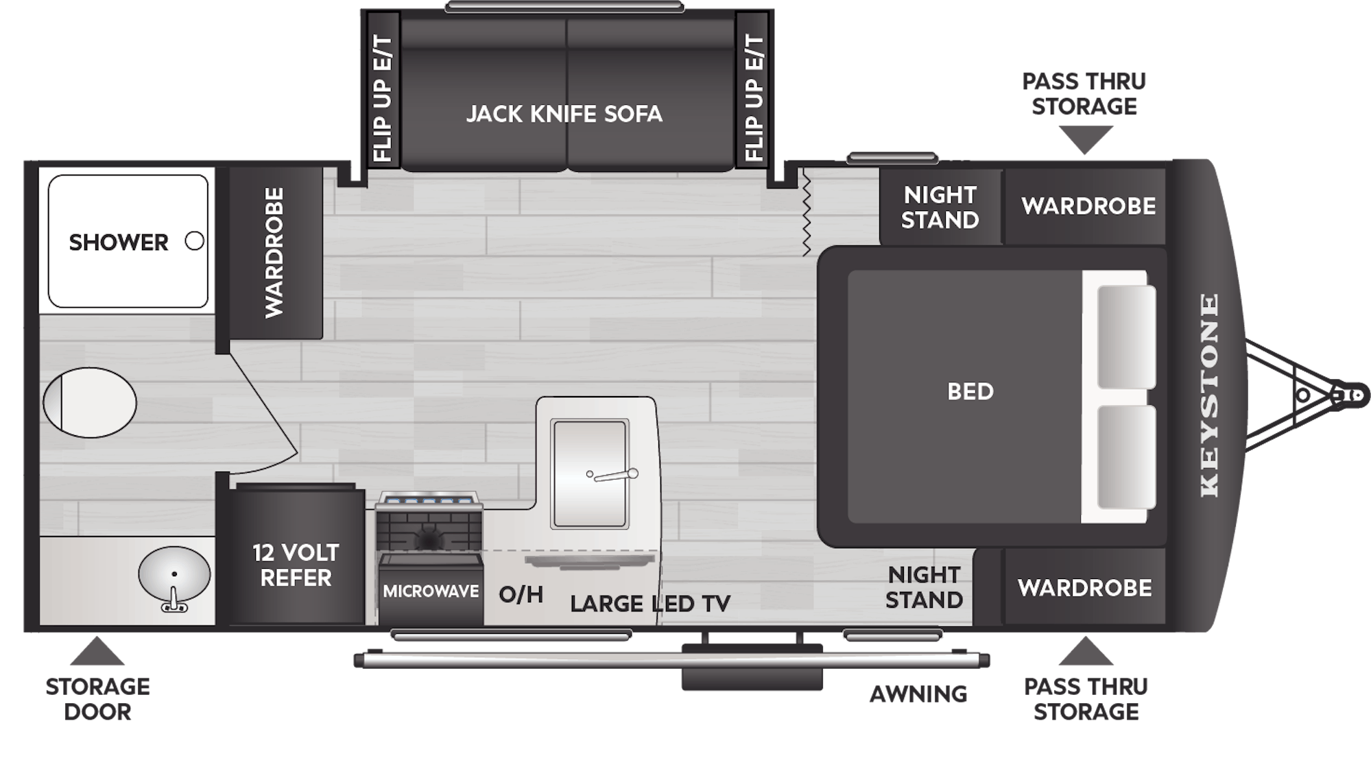 Floorplan of RV model 184RB