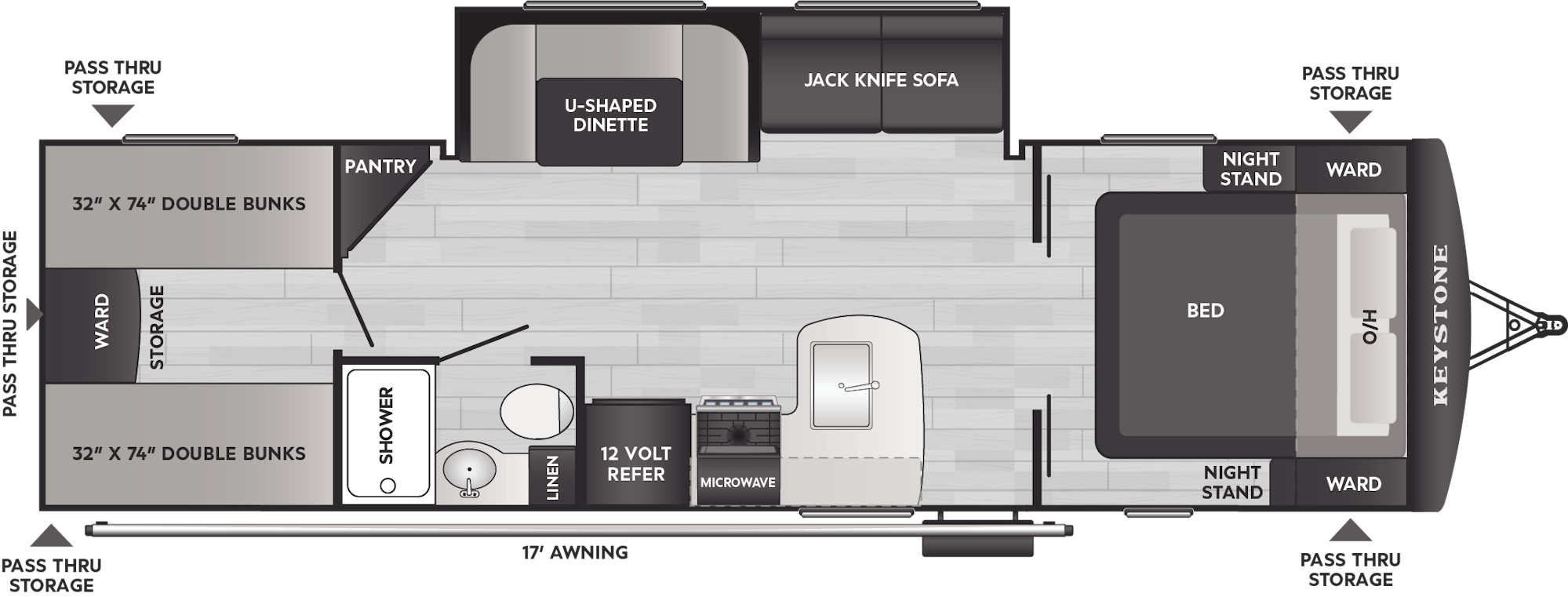 Floorplan of RV model 284QB