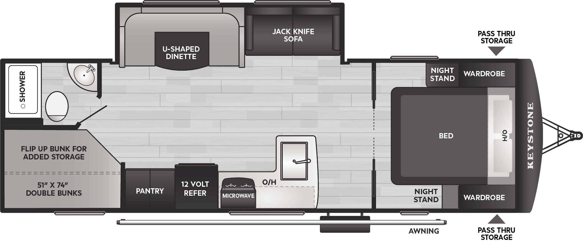 Floorplan of RV model 264BH