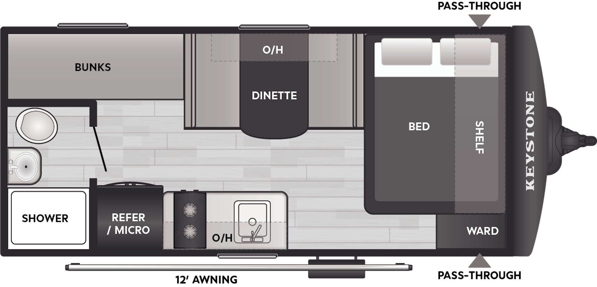 Floorplan of RV model 16BHC