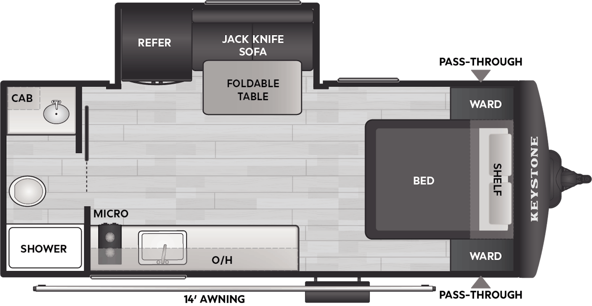 Floorplan of RV model 18RBC