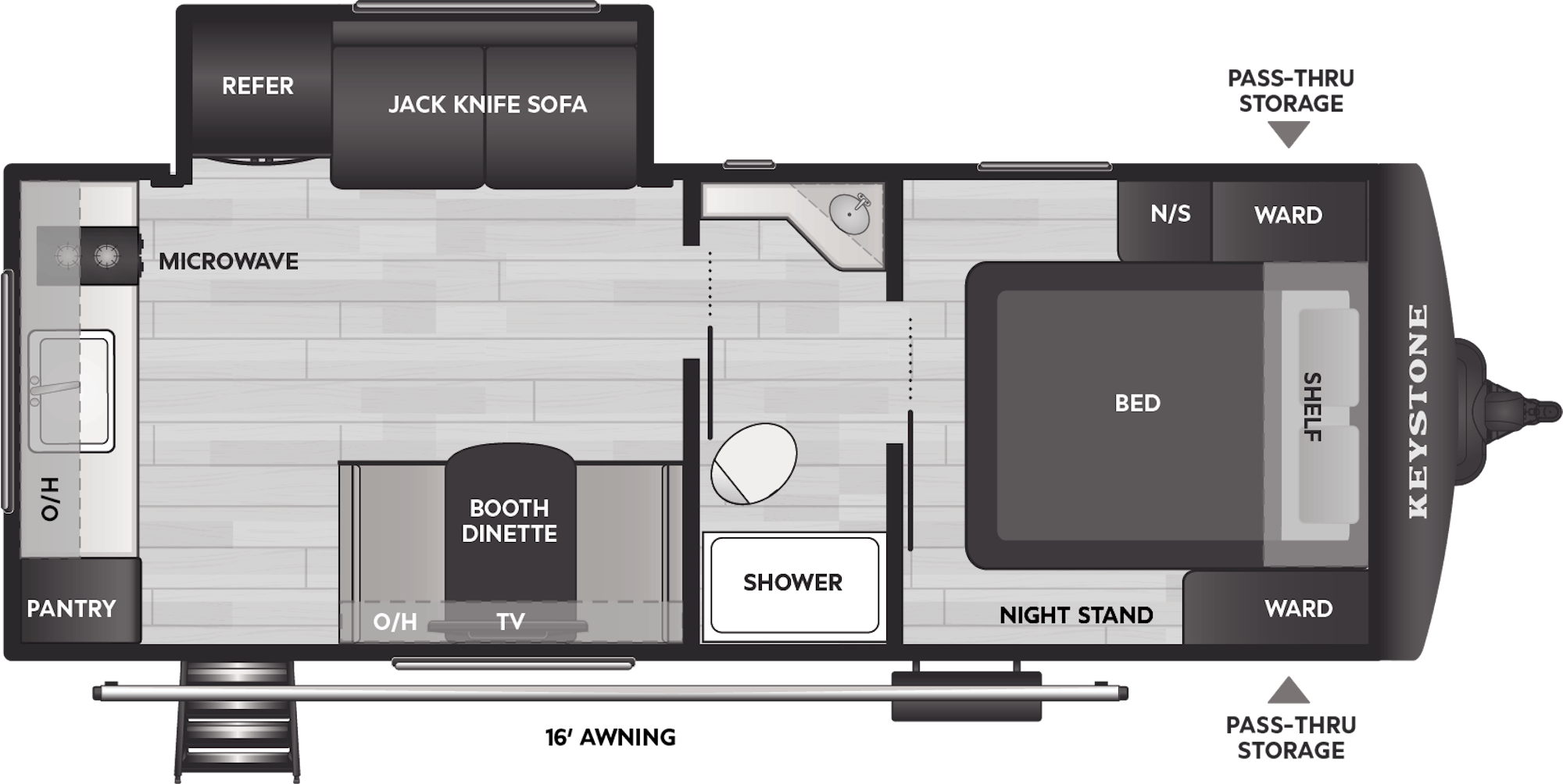 Floorplan of RV model 21RKC