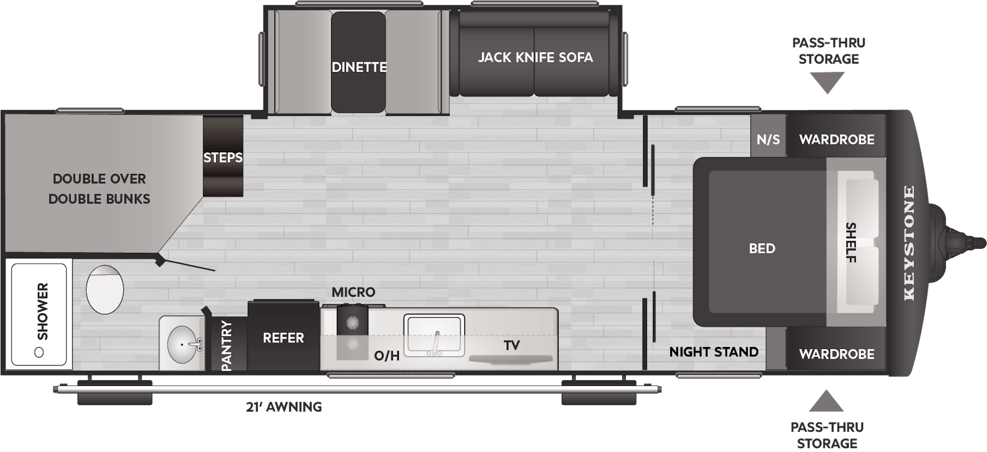 Floorplan of RV model 26BHC