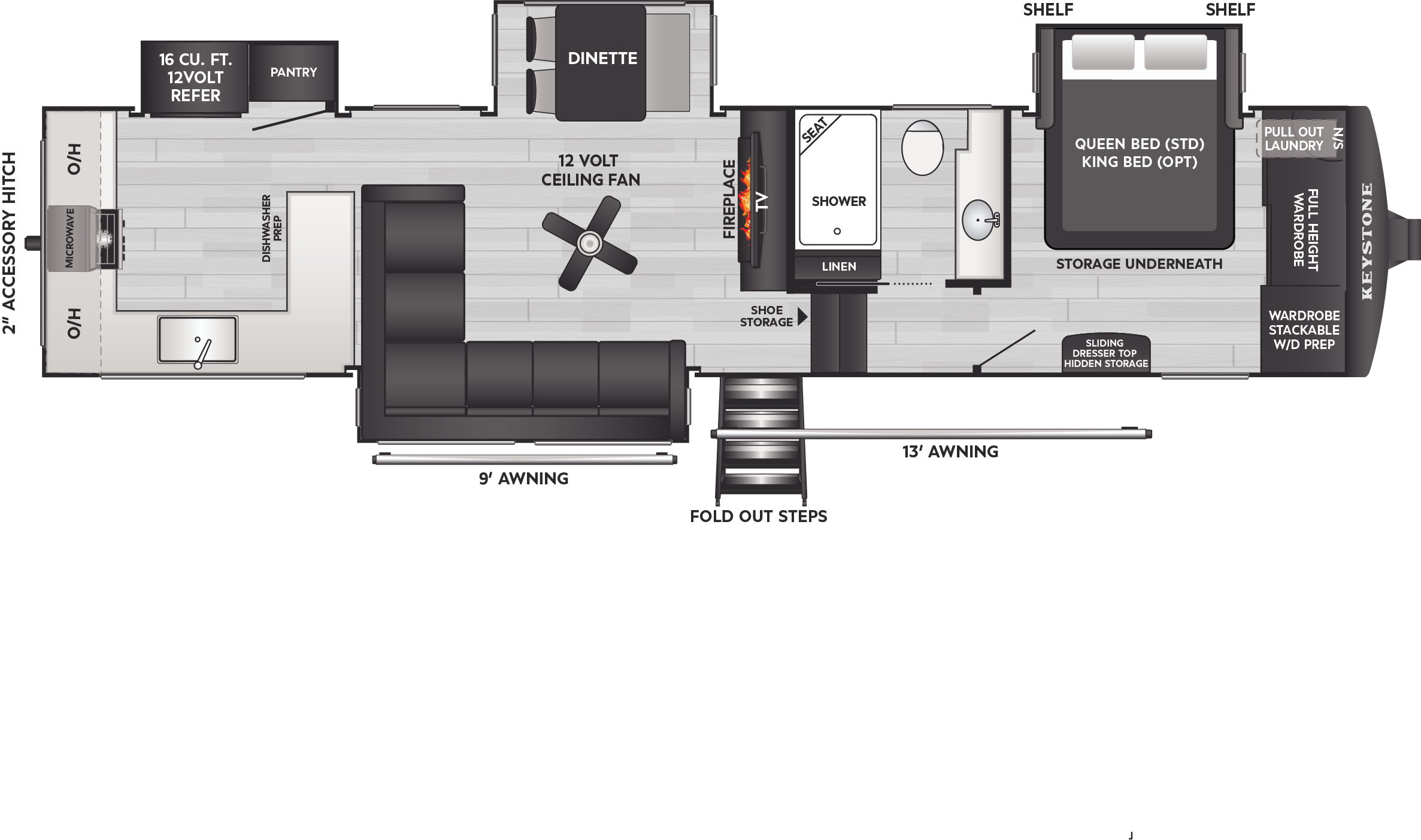 Floorplan of RV model 350LLK