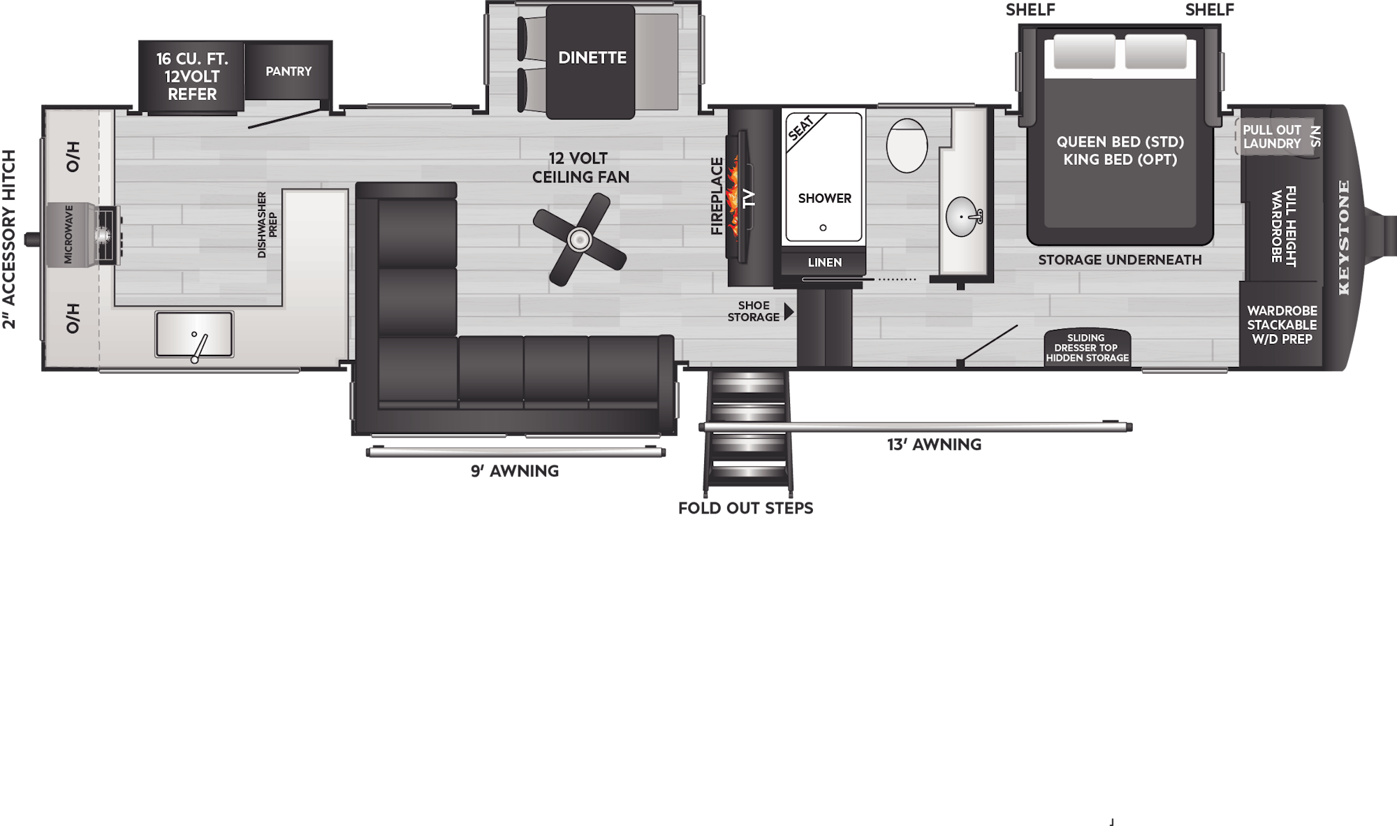 Floorplan of RV model 350LLK