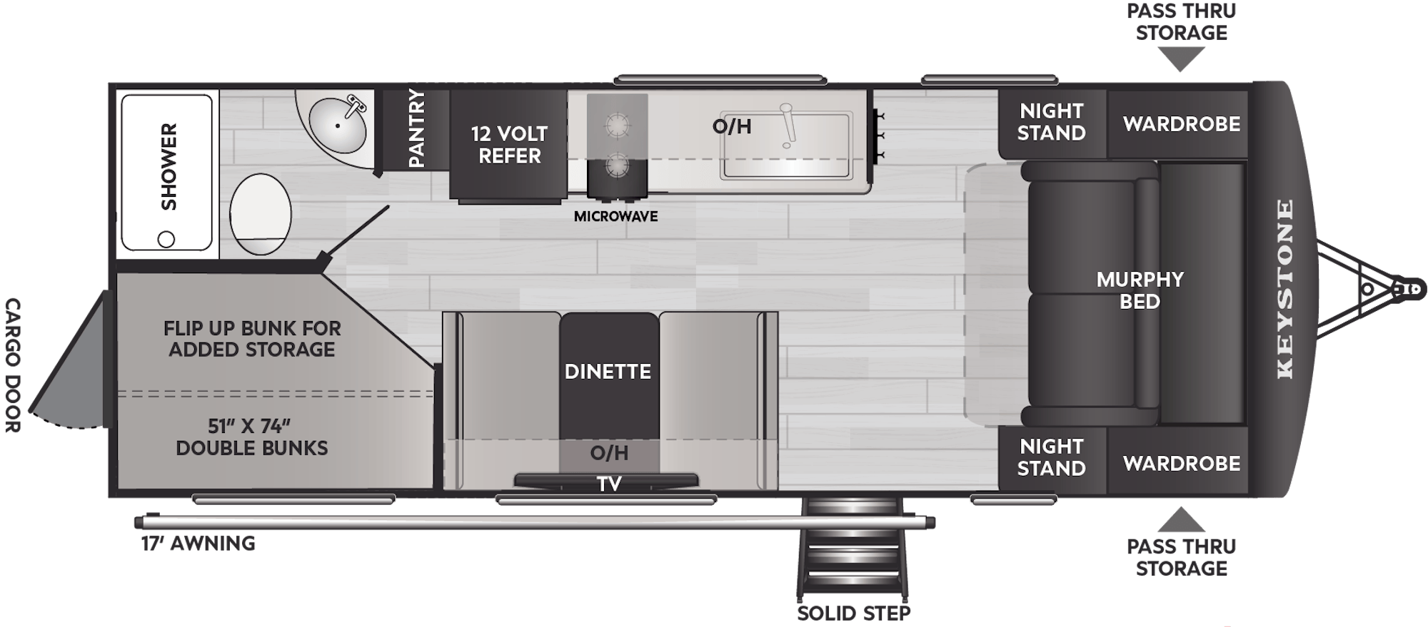 2027 Keystone Passport Classic Travel Trailers 214BHC floor plan diagram — Travel Trailer, sleeps 6
