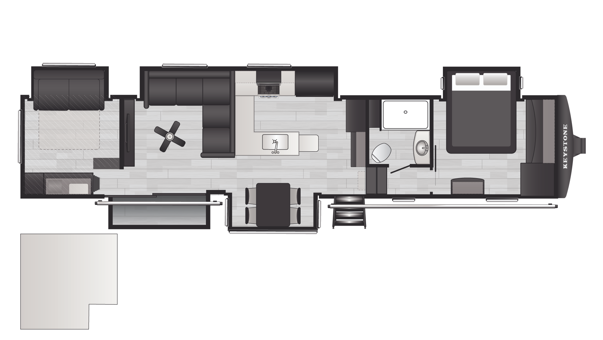 Floorplan of RV model 3950SSP